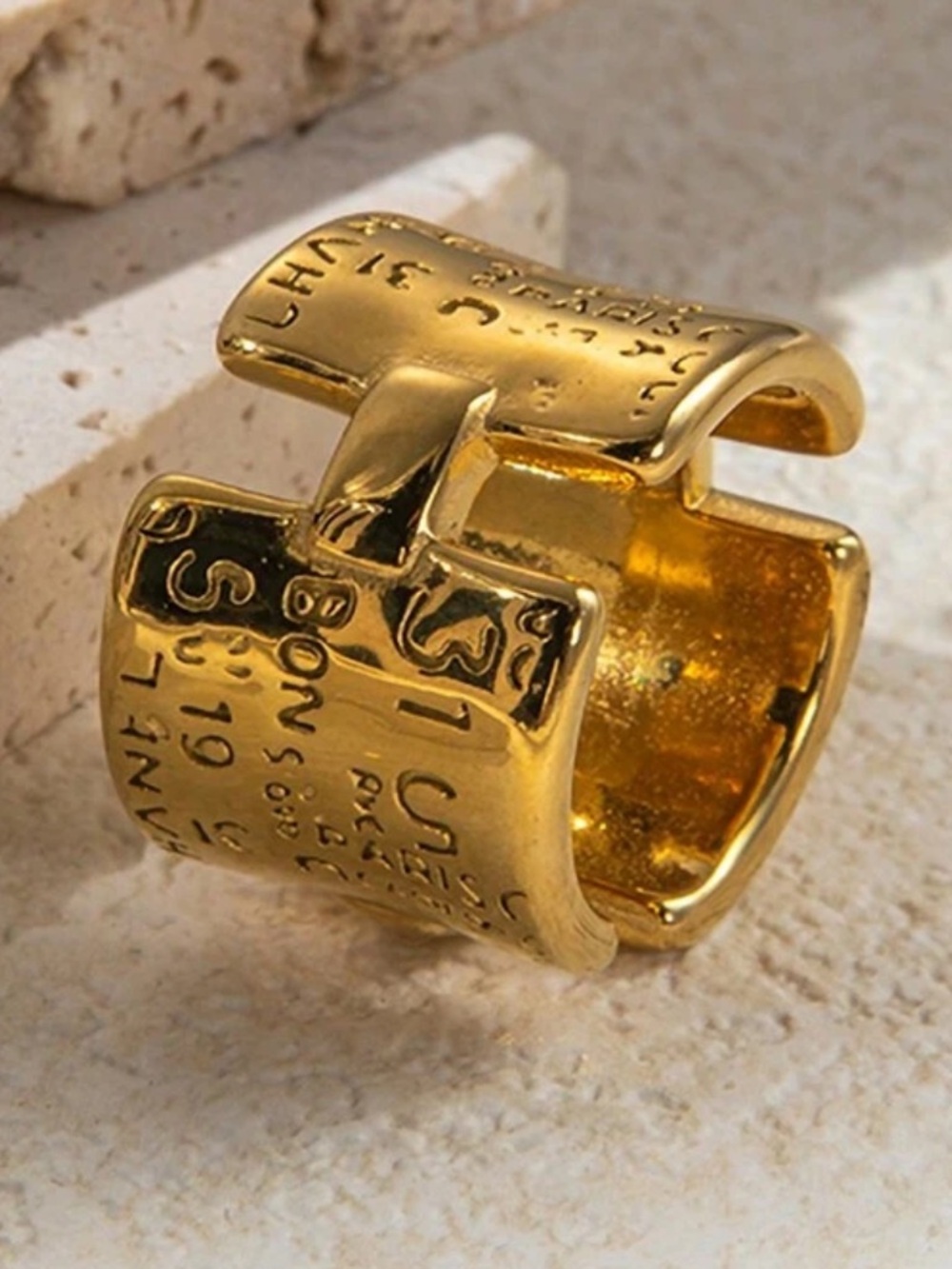Gold-Tone Hinged Statement Ring - Picture 4 of 7